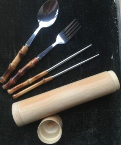 Natural bamboo Spoon - Fork - chopsticks - Personalized Bamboo Jar